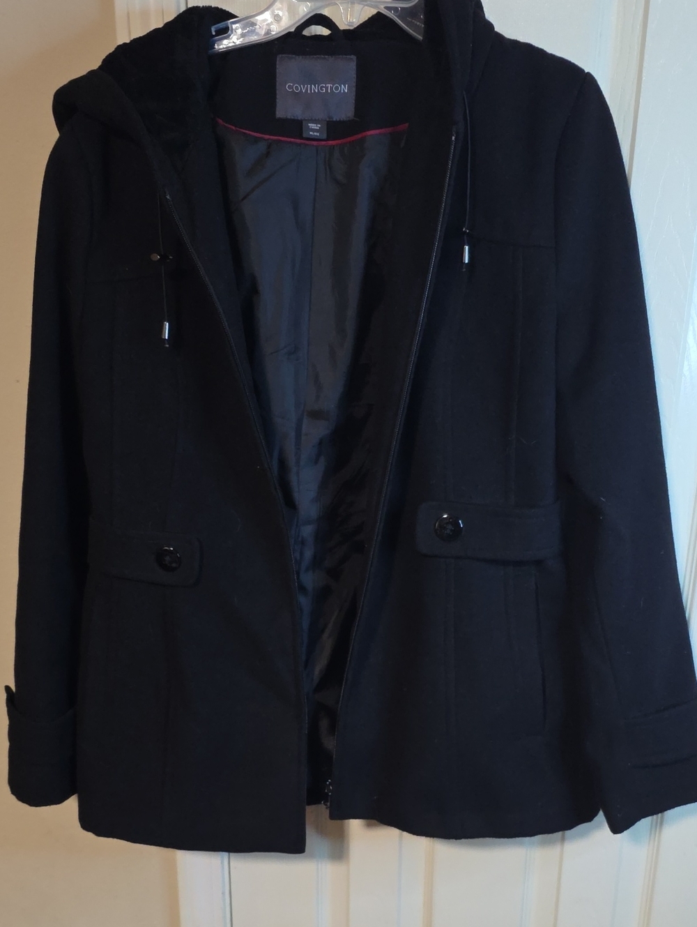Covington Black Women's Hooded Pea Coat